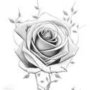 Red and black roses with thorns growing from a red heart. The heart is bloody an tattoo design idea