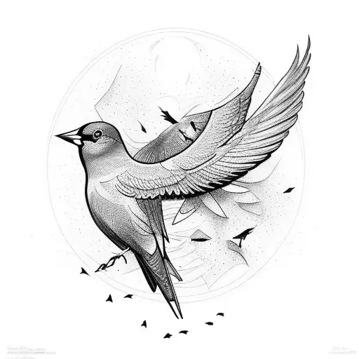 blackbird singing in the dead of night, take these broken wings and learn to fly tattoo design idea