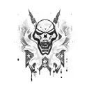 A fierce ghost soldier from Call of Duty in blackwork style tattoo design idea