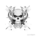 A fierce ghost soldier from Call of Duty in blackwork style tattoo design idea