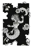 Mesopotamian God Enki with Rosaces In A Mandala behind tattoo design idea