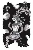 Mesopotamian God Enki with Rosaces In A Mandala behind tattoo design idea