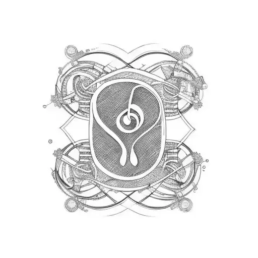 A new-school design featuring a motorcycle and musical notes intertwined with anime characters tattoo design idea