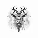 Minotaur and axe and Viking and chains and cross tattoo design idea