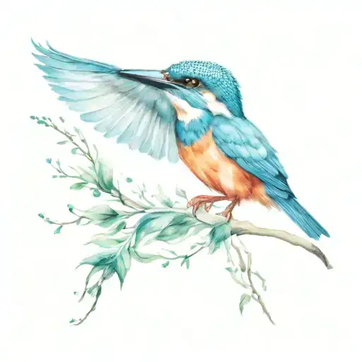 kingfisher flying tattoo design idea