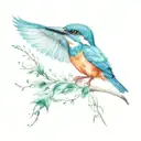 kingfisher flying tattoo design idea