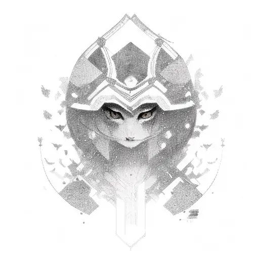 female gardian angle samuri sakura tattoo design idea