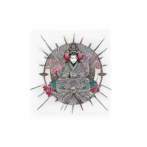 female gardian angle samuri sakura tattoo design idea