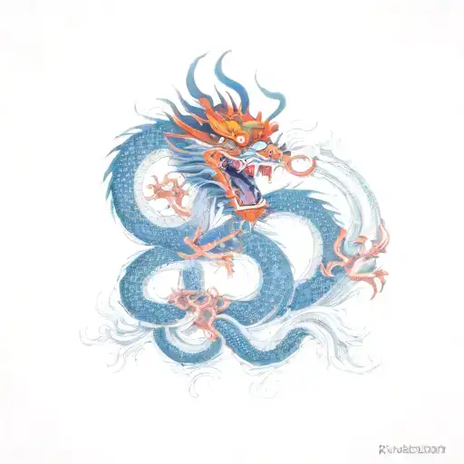 Chinese dragon with a pearl its mouth tattoo design idea