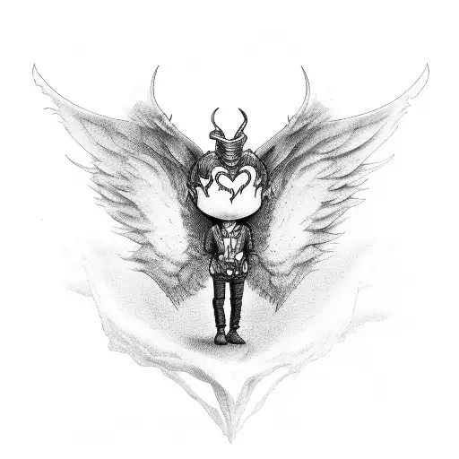 lucifer holding a heart tattoo design idea