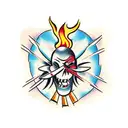 burning match laughing tattoo design idea