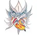 burning match laughing tattoo design idea