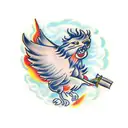 burning match laughing tattoo design idea