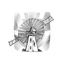 dutch windmill with Friesland flag tattoo design idea
