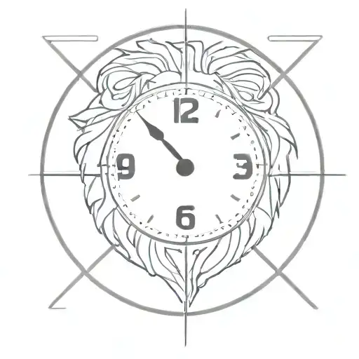 1937 number clock, lion tattoo design idea