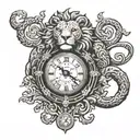 1937 number clock, lion tattoo design idea