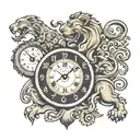 1937 number clock, lion tattoo design idea