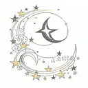 write "per aspera ad astra" and add little cute stars and moon tattoo design idea