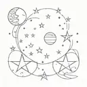 write "per aspera ad astra" and add little cute stars and moon tattoo design idea