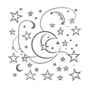 write "per aspera ad astra" and add little cute stars and moon tattoo design idea