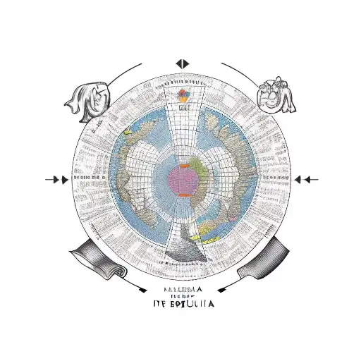 outline of Latin America. Inside the outline that includes an Inca sun, a condor, a wine glass. tattoo design idea