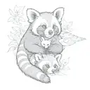 red panda and a raccon playing with a bird flying tattoo design idea