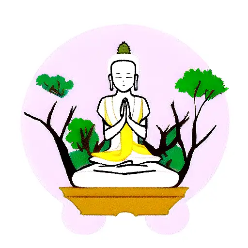Buddha meditating under a Bodhi tree tattoo design idea