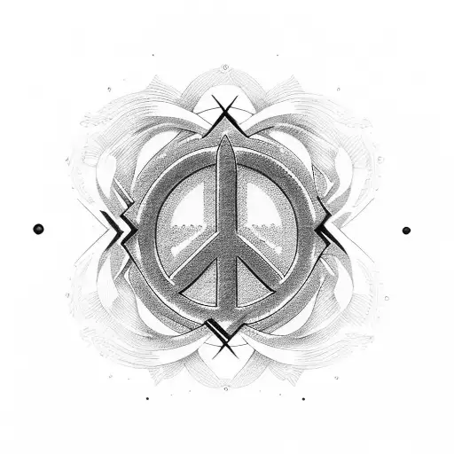 Peace symbol incorporated with Buddha's face tattoo design idea