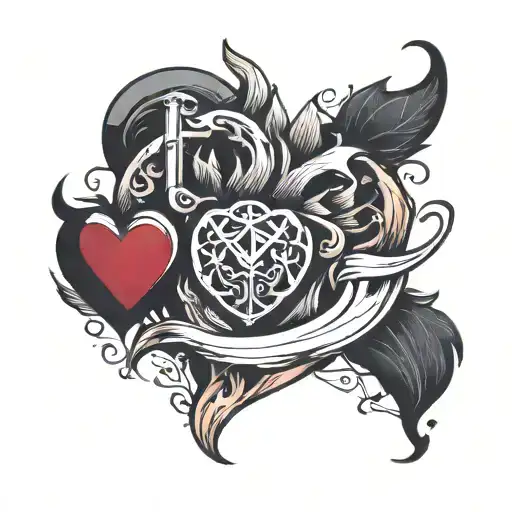 stoned heart tattoo design idea