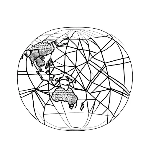 A minimalist tattoo of a police badge with a map of the world inside, symbolizing your passion for geography and protecting others. tattoo design idea