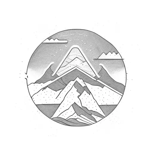 A minimalist tattoo of a mountain range with a compass inside, representing your love for geology and exploring new territories. tattoo design idea