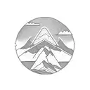 A minimalist tattoo of a mountain range with a compass inside, representing your love for geology and exploring new territories. tattoo design idea
