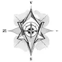 A minimalist tattoo of a mountain range with a compass inside, representing your love for geology and exploring new territories. tattoo design idea