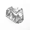 A minimalist tattoo of a mountain range with a compass inside, representing your love for geology and exploring new territories. tattoo design idea