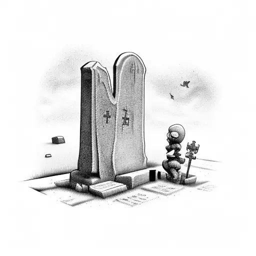 good news written on a gravestone  tattoo design idea