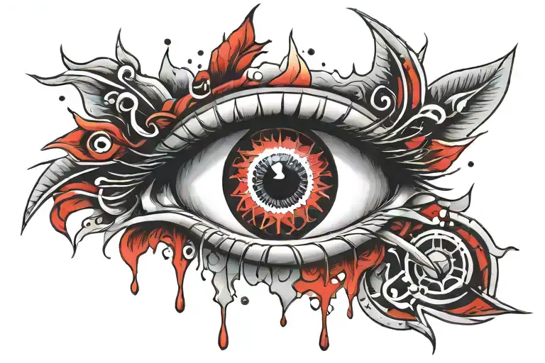 sharingan eye with tears falling tattoo design idea
