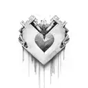 broken heart,pulse and infinity tattoo design idea
