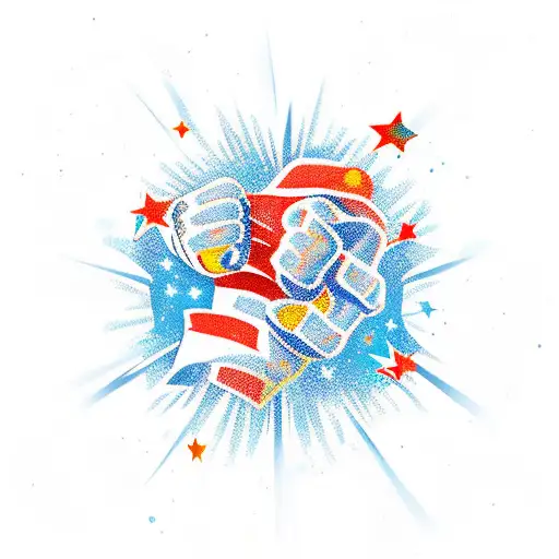 fist with stars tattoo design idea