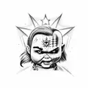 star with chucky theme tattoo design idea