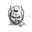 star with chucky theme tattoo design idea
