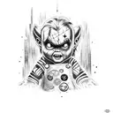 star with chucky theme tattoo design idea