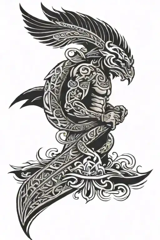 polynesian filipino wakeboard tattoo design idea