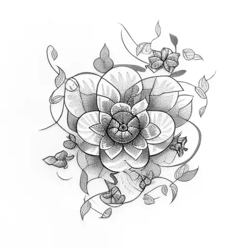 vines and flower tattoo design idea