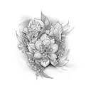 vines and flower tattoo design idea