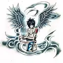Death note man write to book tattoo design idea