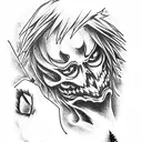 Death note man write to book tattoo design idea