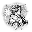 Death note man write to book tattoo design idea