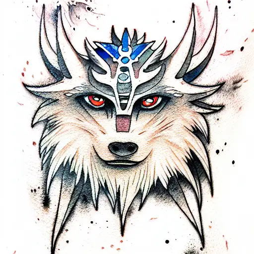 princess Mononoke watercolor  tattoo design idea