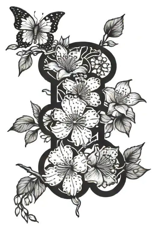 A tattoo design combining elements of BTS and cherry blossoms to symbolize love and beauty tattoo design idea