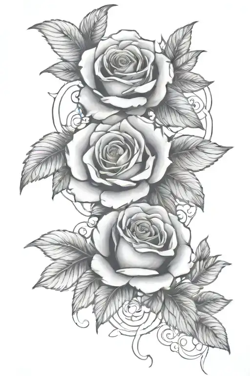 roses and Eagle soaring tattoo design idea